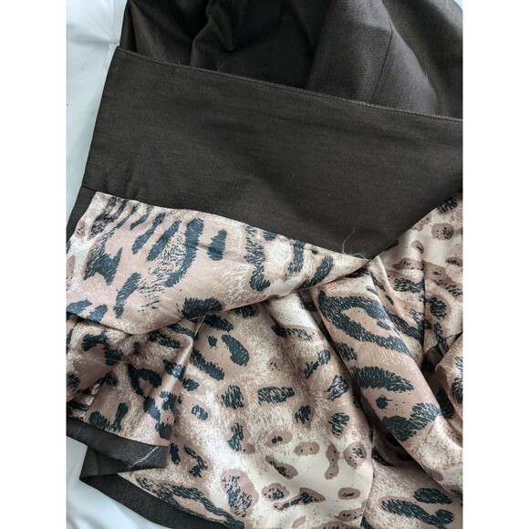 Susan Graver Denim Boyfriend Jacket Women's XL Brown Blazer Leopard Print Lining - Picture 12 of 14